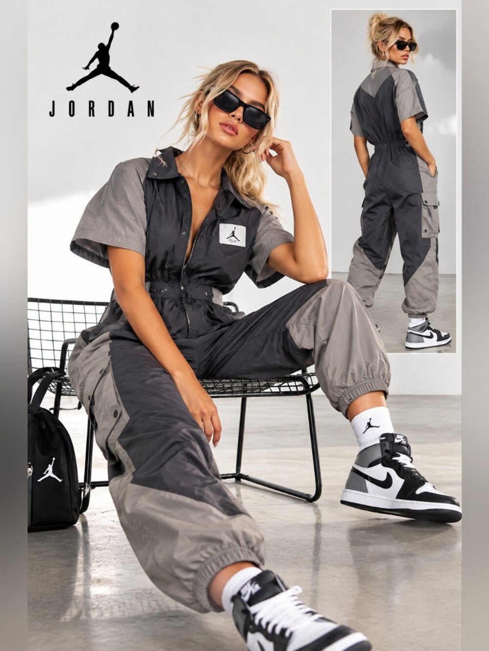 Jordan Flight Rare Vintage Gray Utility Jumpsuit Coveralls XS